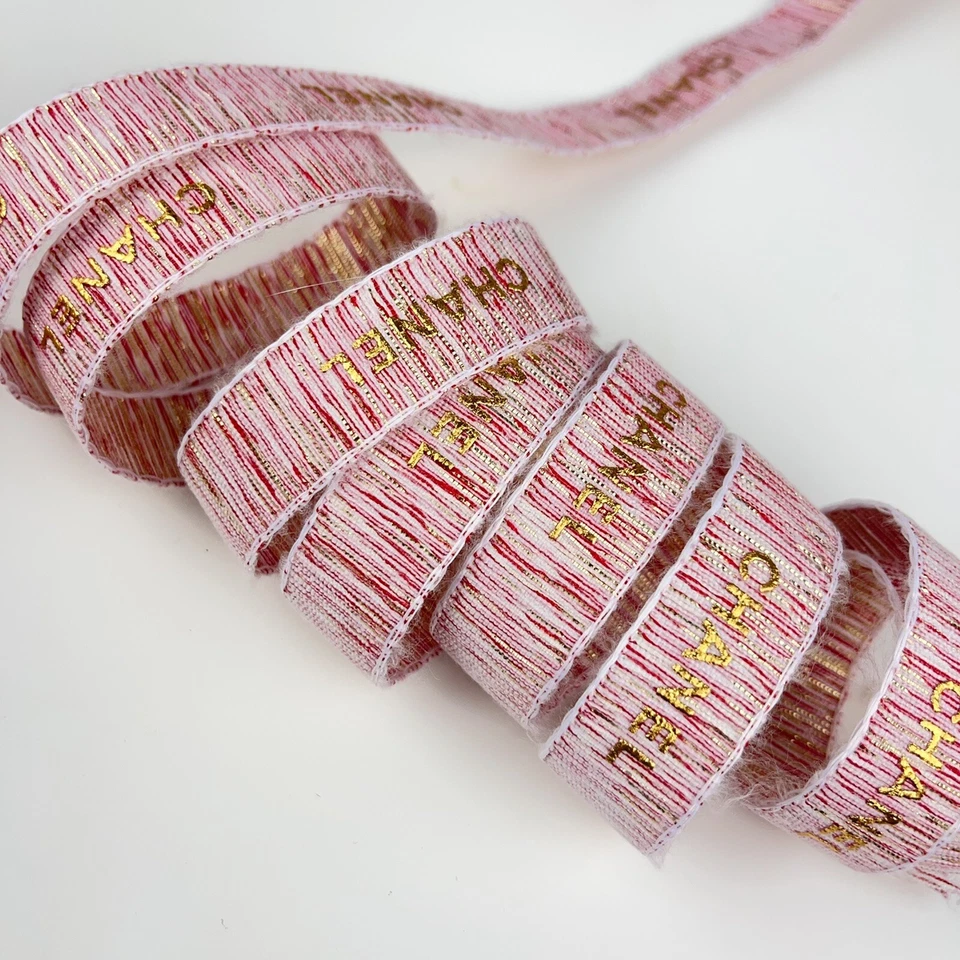 2 Yards of Chanel LE Pink-Gold Holiday Gift Wrap Ribbon 100% New & Authentic - Image 2 of 4