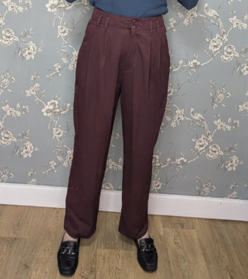 Lecomte Vintage Women's trousers Pegged Chinos size 10 Red Tapered leg  80s