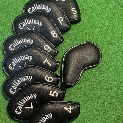 9PCS Golf Iron Headcovers for Callaway Club Covers Caps 4-9 PAS Black Magnetic
