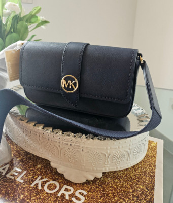 Neu Orig Michael kors Tasche  Bag Umhängetasche greenwich Navy  gold  Saf Leder