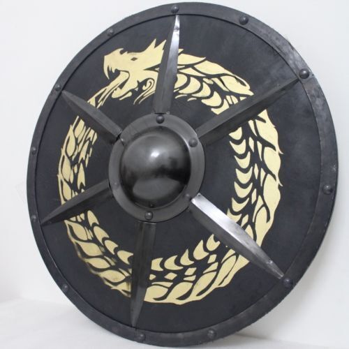 New Medieval Shield Viking Shield 24" Wooden Shield Heavy Metal Fitted Ex07 - Picture 1 of 2