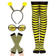 4 Pcs Bumble Bee Costume Set Antenna Headband Bee Glasses Long Gloves Accessory