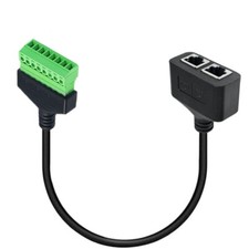 Plug 2 RJ45 Female to 8 Pin Screw Terminal Adapter Ethernet Extender Connector
