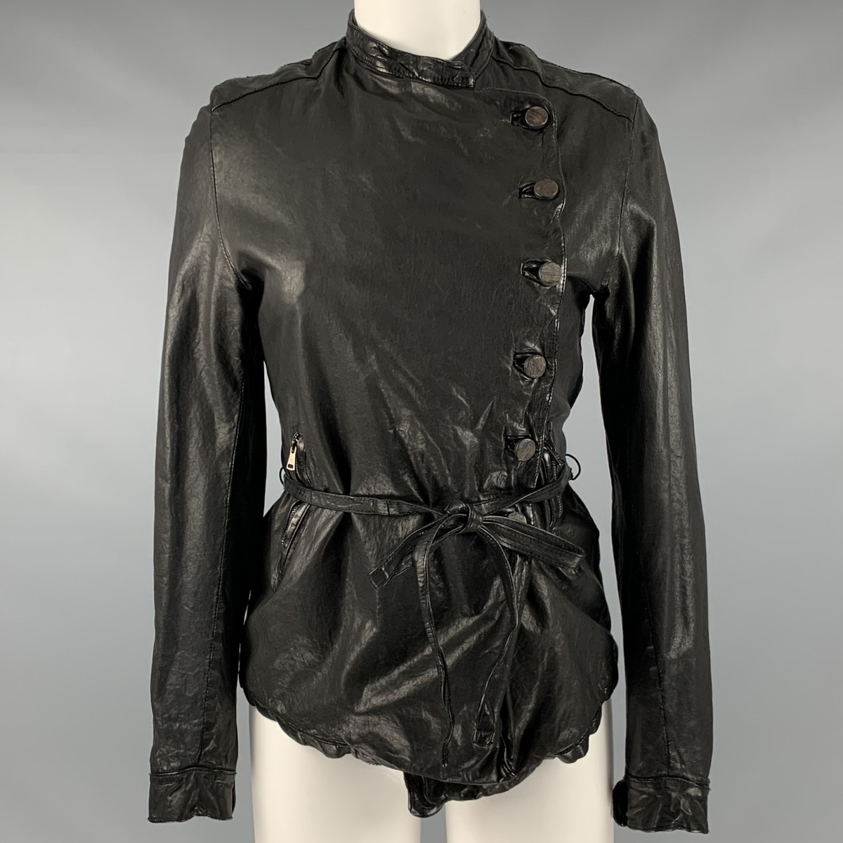 GIORGIO BRATO Size 4 Black Leather Button Up Jacket | eBay