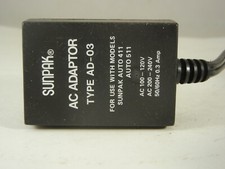 SUNPAK AD-03 AC adapter for Auto 30 DX, 411, 511, 522, 544, 555 Flashes