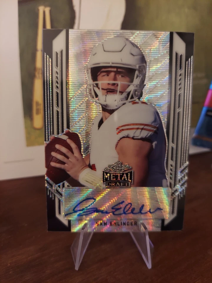 2021 Leaf Metal Draft Sam Ehlinger BLACK WAVE SHIMMER! Auto Ssp 5/7! 🔥🔥 - Image 2 of 4