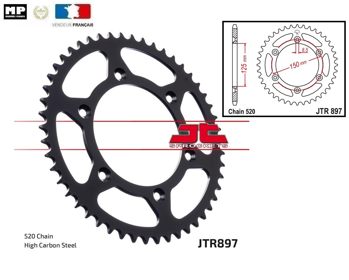 Couronne KTM EXC SX-F 40 dents évite l'usure de chaine sur moto 125 à 250cc