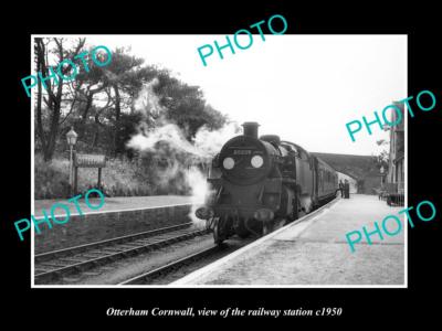 OLD LARGE HISTORIC PHOTO OF OTTERHAM CORNWALL VIEW OF THE RAILWAY STATION c1950