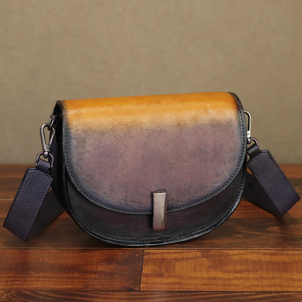 Genuine Leather Women's Crossbody Bag - Vintage Style Small Shoulder Bag Purse - View #4