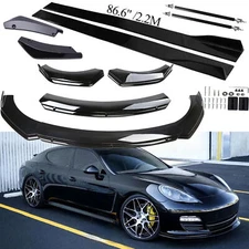 For Porsche Panamera 2010-22 Car Front Bumper Lip Spoiler+Side Skirts+Rear Lip