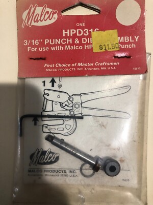 NOS VTG MALCO HPD316 3/16 inch Replacement Punch and Die Kit for HP18 USA
