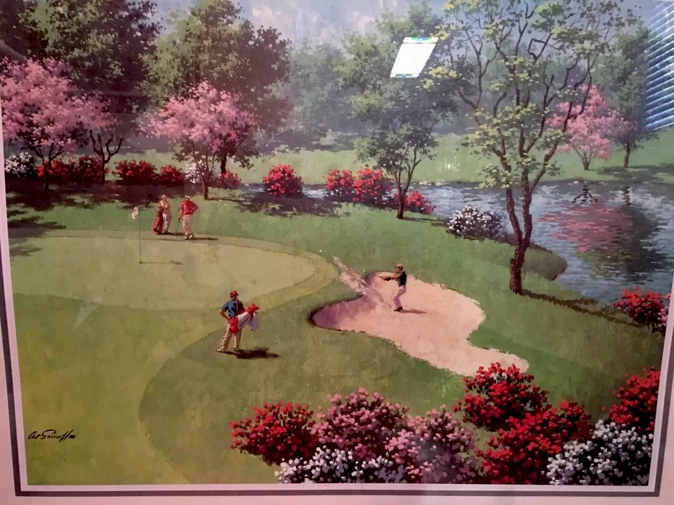Arte de colección Sarnoff "Fuera de la trampa de arena" 28 X 22 firmado arte enmarcado impresión de golf Foto 3 de 4