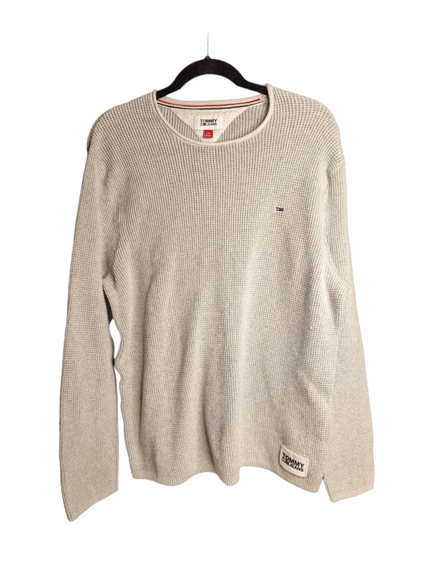 Tommy Jeans Sweater Men s Size L Grey Y2K Men s Fashion Vintage