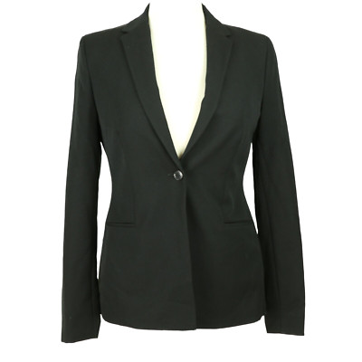 Tahari Womens Black One Button Fitted Cropped Work Blazer Size 2 THF97019 NWD