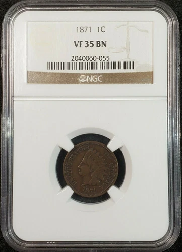 1871 Indian Head Cent NGC VF35 BN 2040060-055 Exquisite Coin Rare