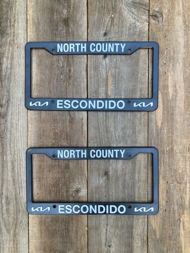 2x USED North County Kia Escondido California License Plate Frame Black Plastic - Picture 2 of 8