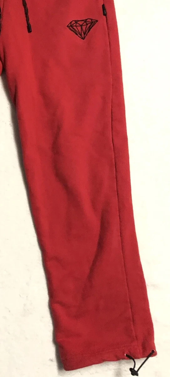 Diamond Supply Co Sweat Pants Red Black Medium Logo Outdoor Casual