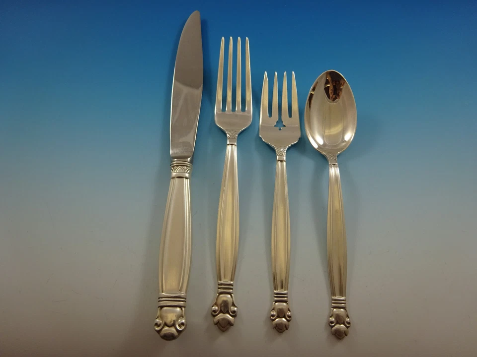 Servicio de cubiertos de plata esterlina Copenhagen by Manchester para juego de 12 65 piezas Foto 3 de 4