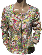 Steilmann ~ Multicolour Summer Tropical Birds & Floral Canvas Jacket Size 12 14