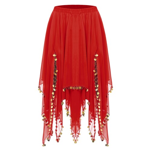 Damen Swing Rock Mottoparty Bauchtanz Glitzerröcke unregelmäßiger Saum einfarbig - Bild 34 von 140