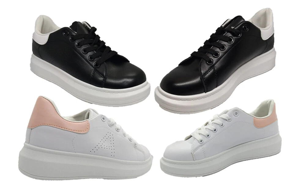 Black trainers cheap white sole womens