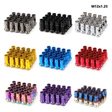 20pcs M12x1.25 Car Open End Lug Nut Set 48mm Steel Wheel Nuts Bolts with Socket