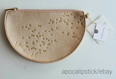 NEW Anthropologie Rose Gold Starry Zip Pouch Makeup Case 