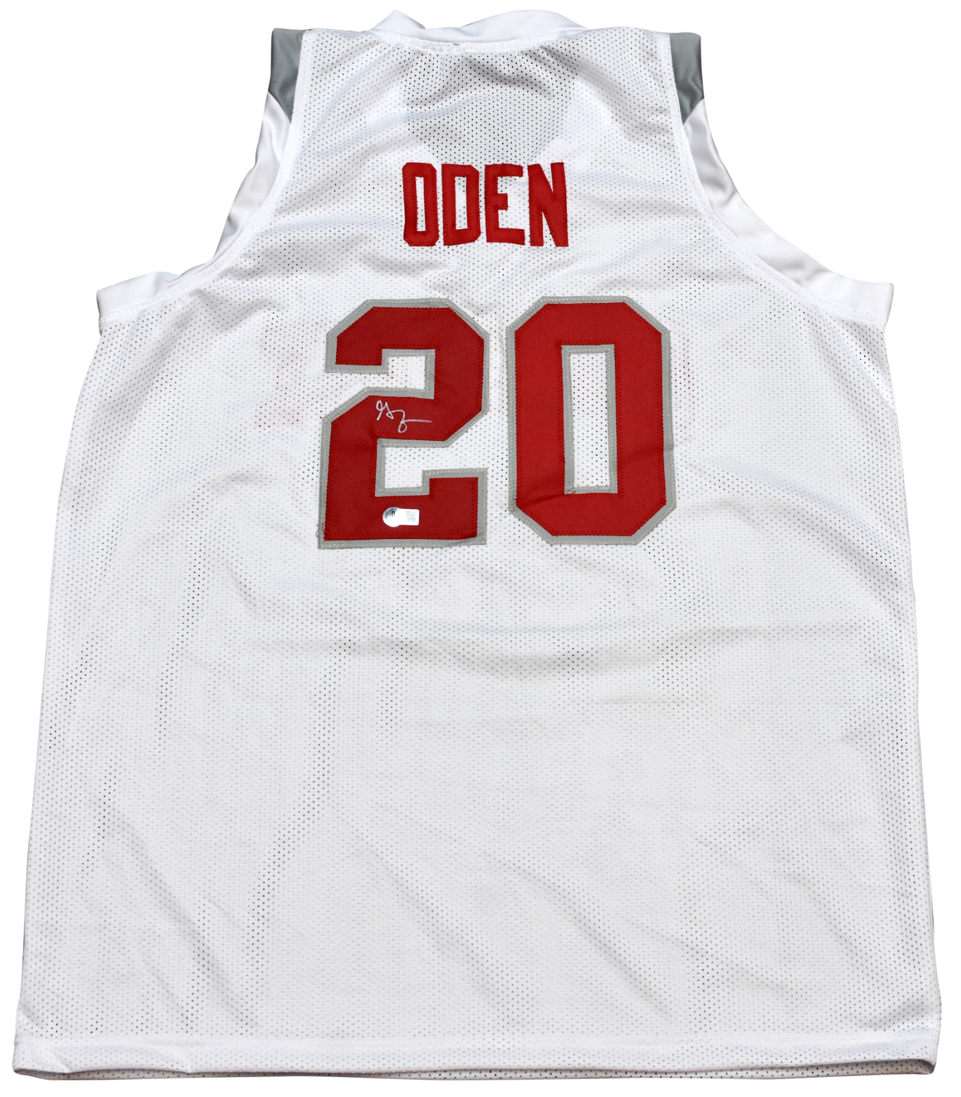 Greg Oden Autographed Signed Ohio State Buckeyes #20 WHITE BASKETBALL JERSEY BECKETT 