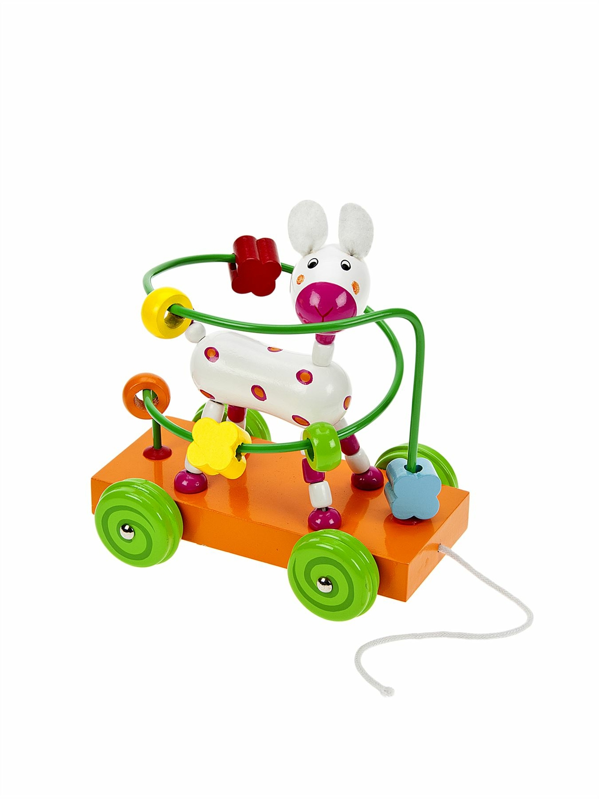 Mousehouse Wooden Pull Along Toy Dog Bead Maze Wooden Toy Baby or Toddler