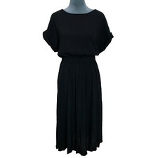 Ann Taylor Womens XS 1/2-Button Back Drawstring Blouson Dress Black