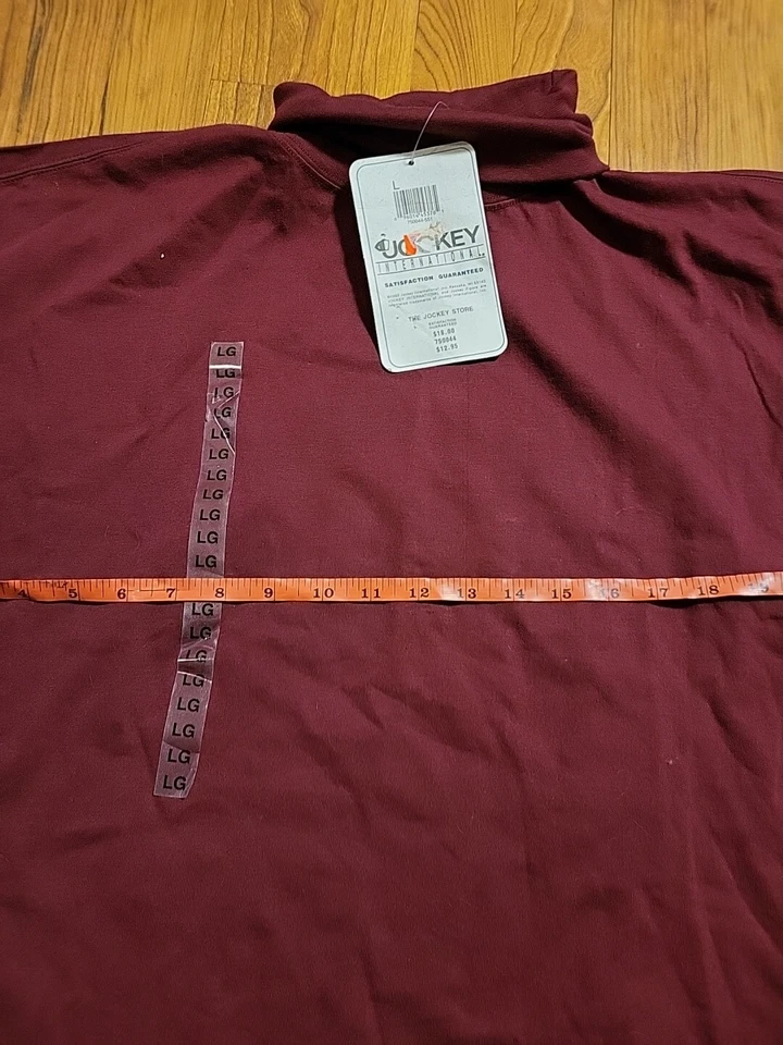 Camisa De Colección Jockey Cuello Alto Manga Larga Lg Granate Nueva Con Etiquetas 1993 46" Pecho Foto 2 de 4