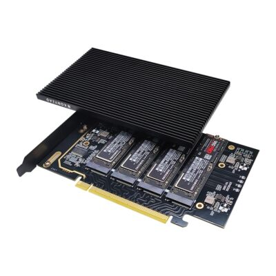 pcie4.0 x16 to m.2 m-Key nvme x 4 ssd Expansion Card with Heatsink，Supports 4...
