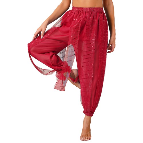 UK Women Belly Dance Bloomers Trousers Sequins Dots Chiffon Pants Party Clubwear - Picture 20 of 83