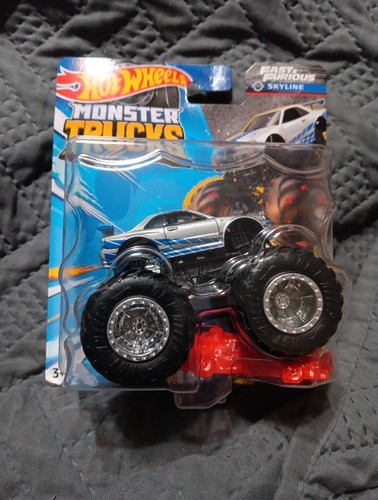 2024 HOT WHEELS 1:64 MONSTER TRUCKS SILVER NISSAN SKYLINE R34 FAST & FURIOUS - Picture 2 of 4