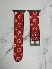 Red Leather Apple Watch Band Compatible 38 40 41mm 