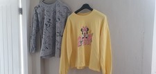 2 x OFFICIAL DISNEY MINNIE MOUSE LADIES SWEATER JUMPER SIZE 12 14 YELLOW GREY
