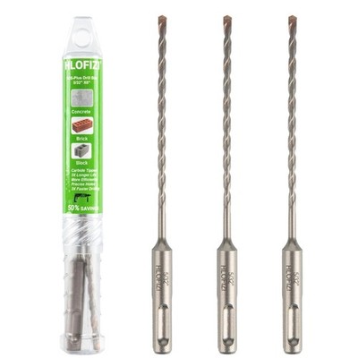 3 Pack 5/32'' x 6-1/4'' Masonry Drill Bits SDS Plus Hammer Concrete