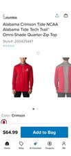 Alabama Crimson Tide NCAA Tide Tech Trail Omni Shade Quarter Zip Pullover