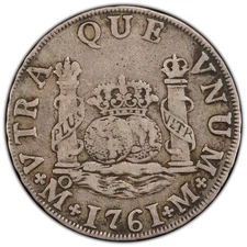 Mexico: Charles III, 2 Reales 'Pillars' 1761 Mo-M PCGS VF-35 Mexico City mint