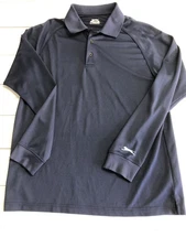 Slazenger Polo Shirt Mens Medium Blue Long Sleeve Performance Golf Pullover