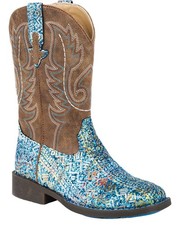 Roper Girls' ' Glitter Southwestern Western Boot Square Toe -