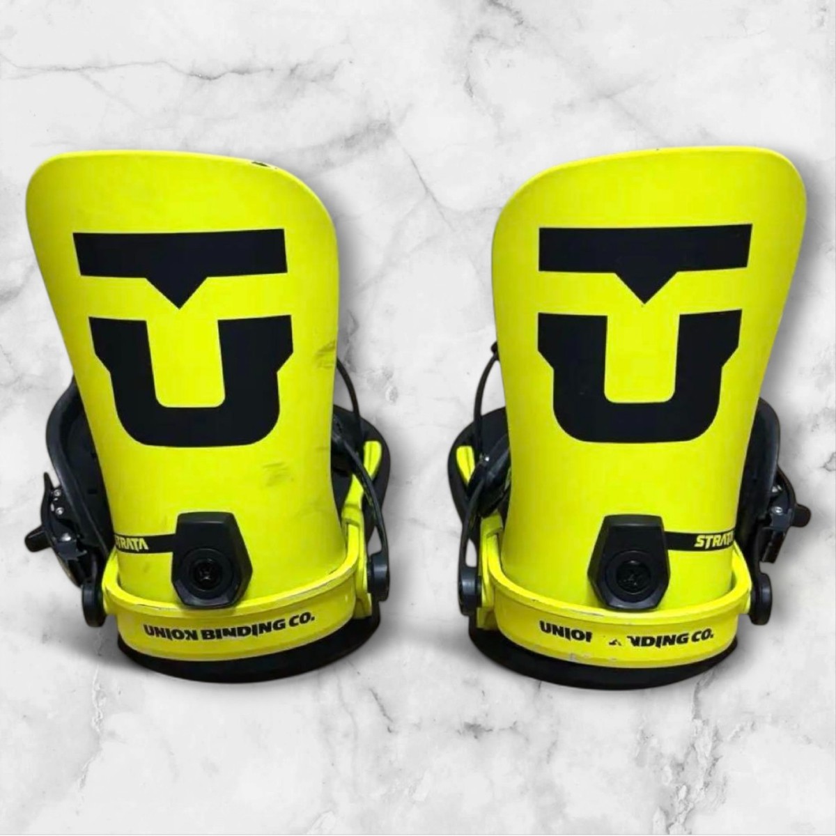 Union Strata Snowboard Bindings Size L Neon Yellow