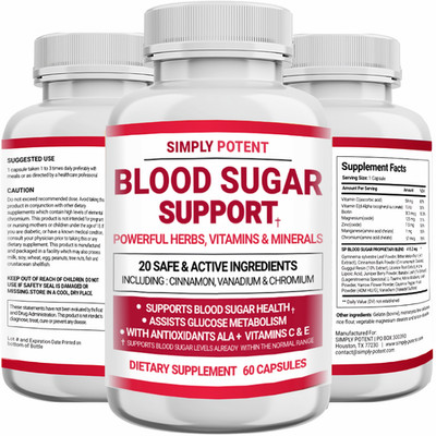 Simply Potent Blood Sugar 20 Herbs Supplement Capsules for Diabetic - 60 Count