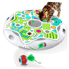 Interactive Cat Toy Playset, Hide and Seek Toy with Motion Activate Cat White