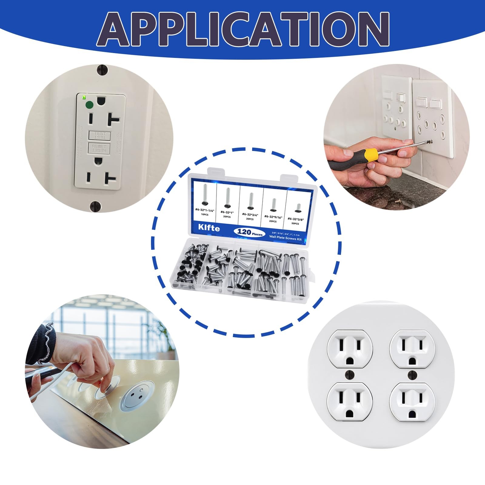 120 pcs Wall Plate Screws, Black Outlet Screws 6-32 Thread Light Electrical C...