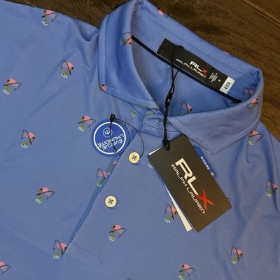 Ralph Lauren RLX Golf Polo Shirt Men s M Fishing Flamingo AOP Performance New