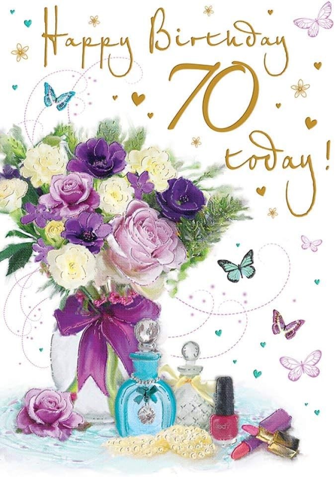 Happy Birthday 70 70th  Card For Female.  9x6 Inches (23x15 cm)