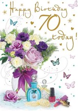 Happy Birthday 70 70th  Card For Female.  9x6 Inches (23x15 cm)