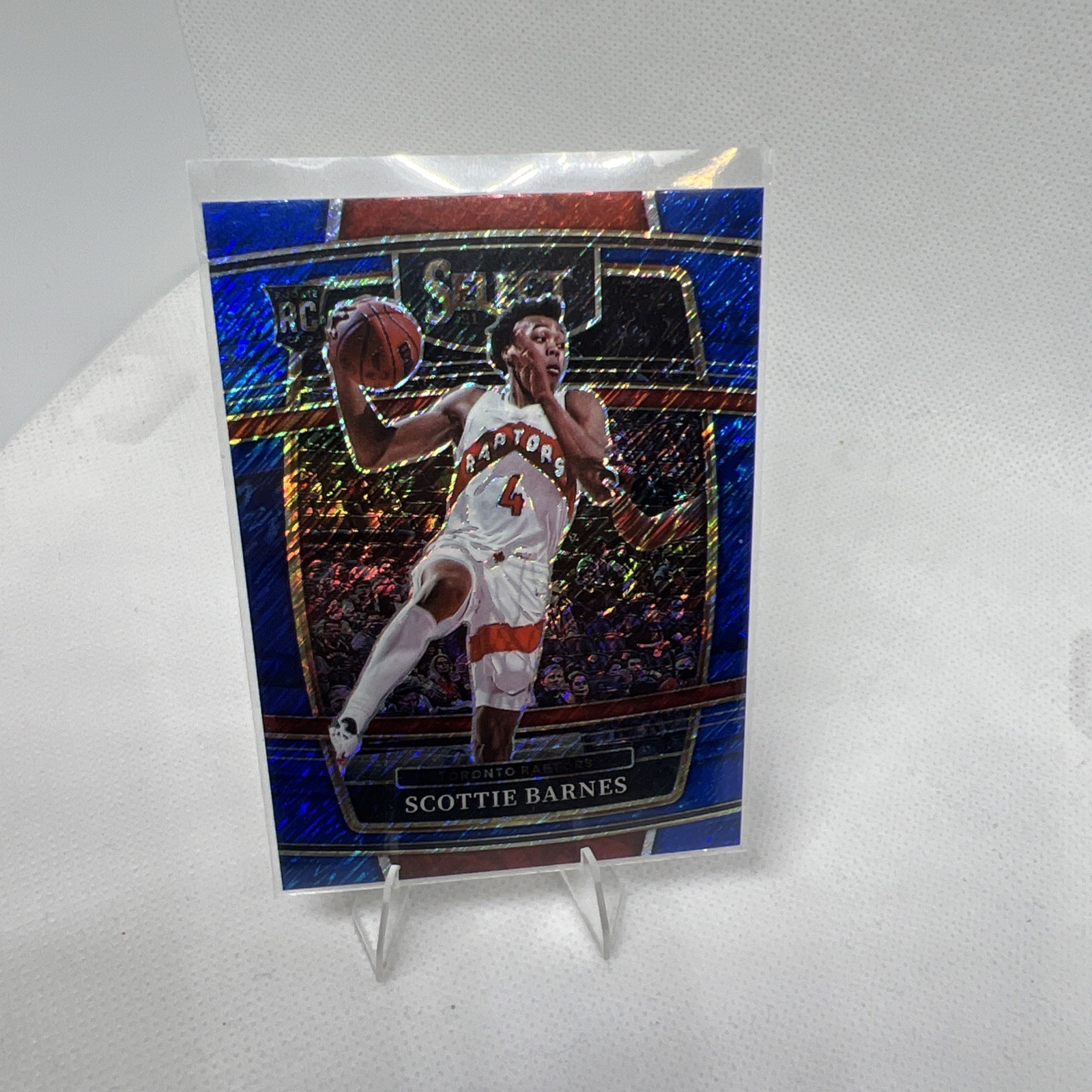 2021-22 Panini Select #74 Scottie Barnes Blue Shimmer Prizms Rookie
