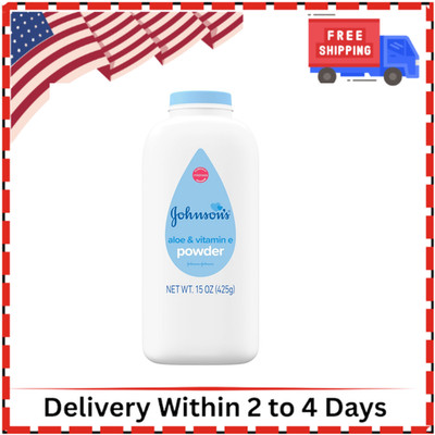 Johnson's Baby Powder with Naturally Derived Cornstarch, Aloe & Vitamin E for De